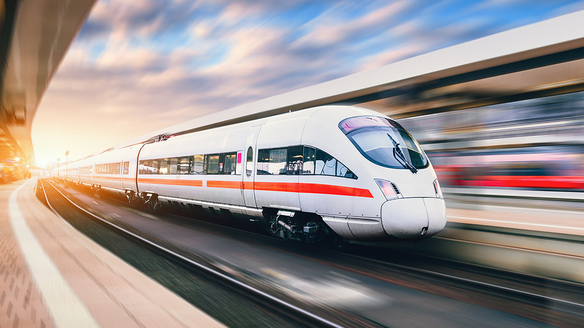 White modern high speed train in motion