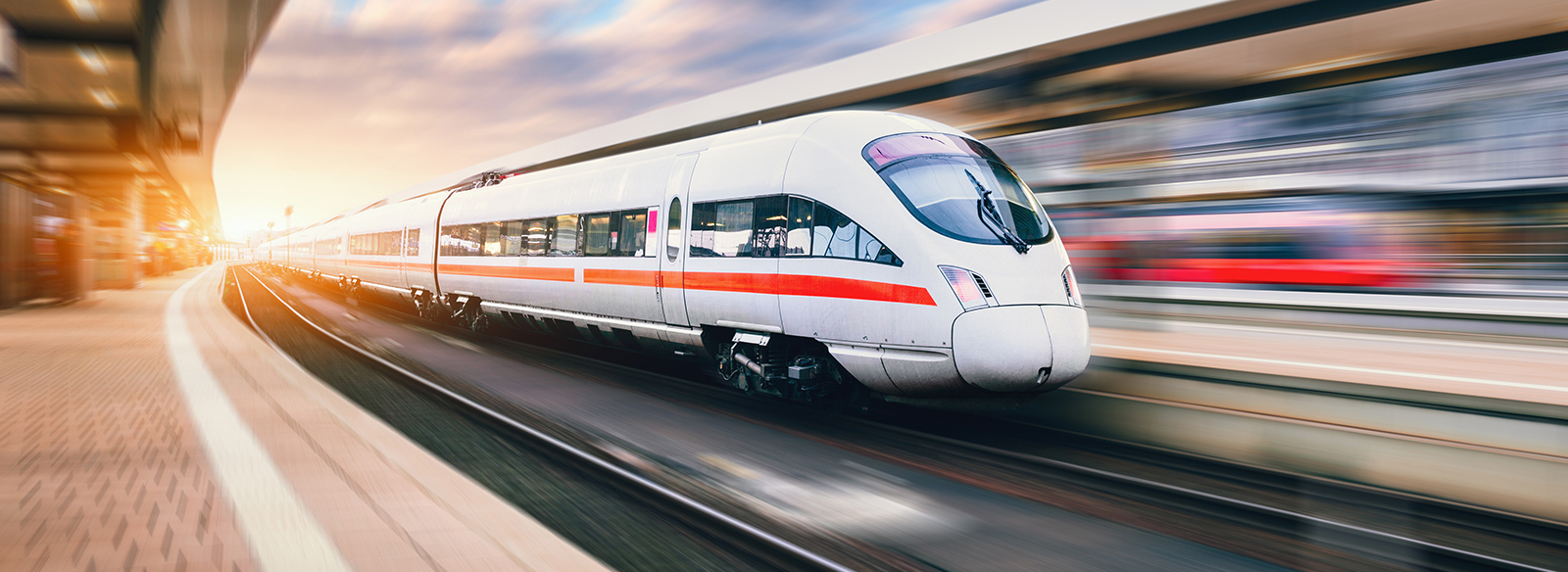 White modern high speed train in motion